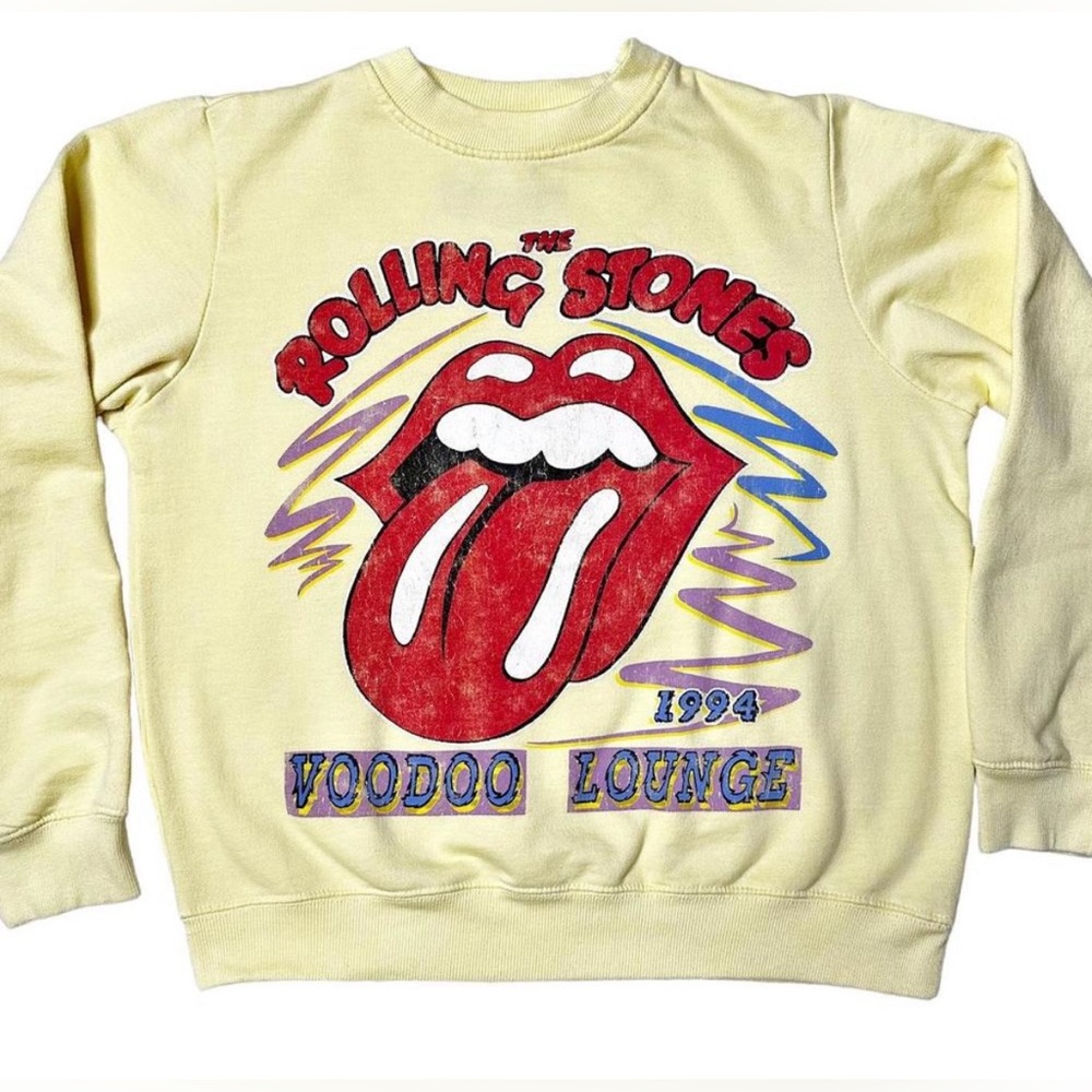 The Rolling Stones Voodoo Lounge 1994 yellow graphic crewneck sweatshirt large